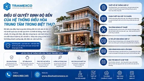 Điều gì quyết định độ bền của hệ thống điều hòa trung tâm trong biệt thự?