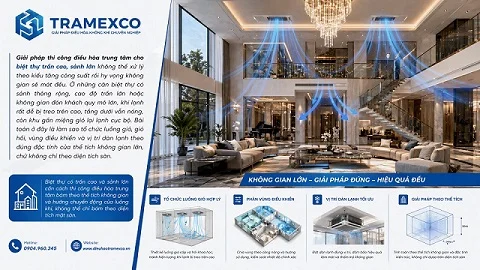 Giải pháp thi công điều hòa trung tâm cho biệt thự trần cao, sảnh lớn