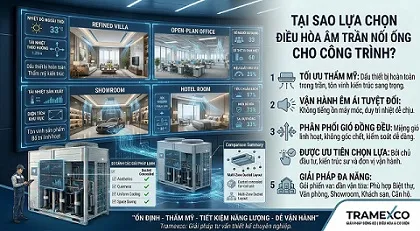 Tại sao lựa chọn điều hoà âm trần nối ống gió cho công trình