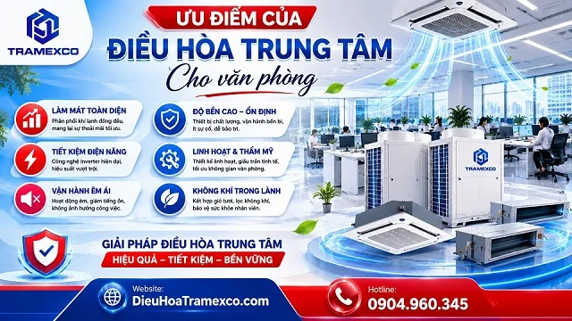 Tiện ích và ưu điểm của hệ thống điều hòa trung tâm cho văn phòng