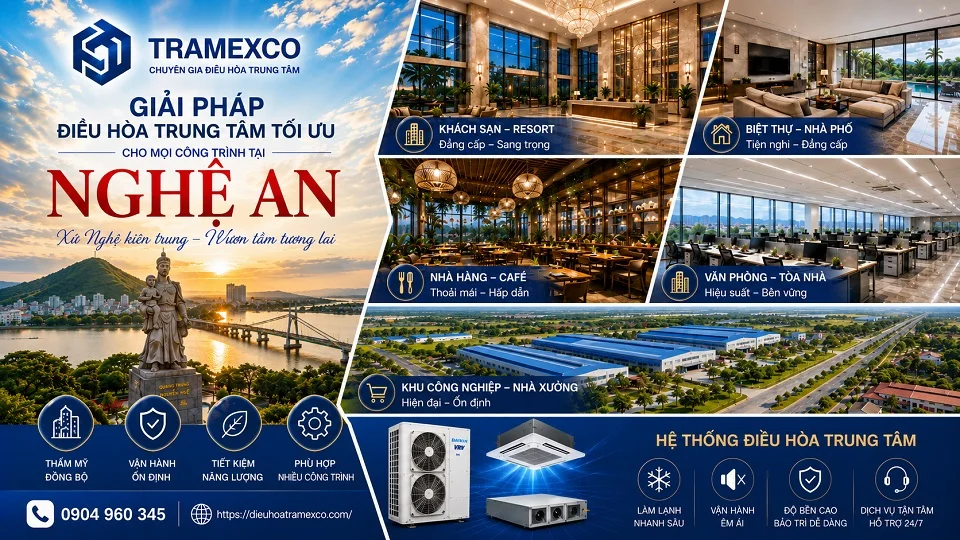 Lắp đặt đường ống và thiết bị điều hòa trung tâm tại Nghệ An