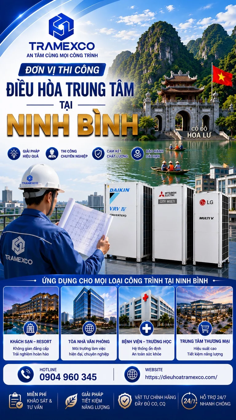 Thiết kế và thi công điều hòa trung tâm tại Ninh Bình