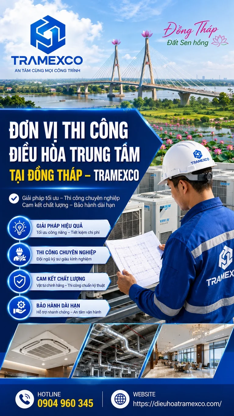Thiết kế và thi công điều hòa trung tâm tại Đồng Tháp