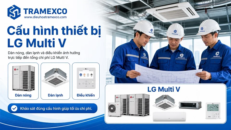 Cấu hình thiết bị LG Multi V cho công trình nhiều khu vực làm lạnh