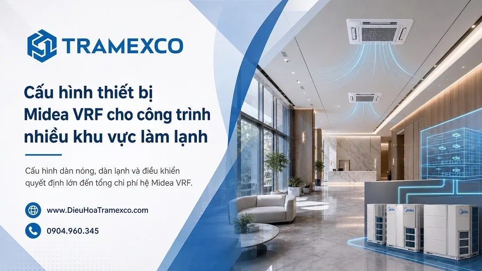 Cấu hình thiết bị Midea VRF cho công trình nhiều khu vực làm lạnh