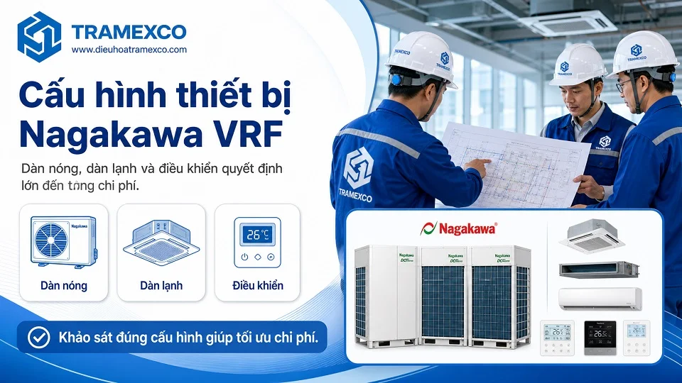 Cấu hình thiết bị Nagakawa VRF cho công trình nhiều khu vực làm lạnh