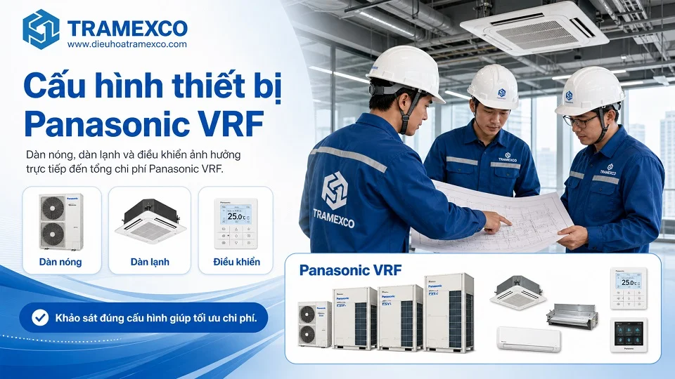 Cấu hình thiết bị Panasonic VRF cho công trình nhiều khu vực làm lạnh