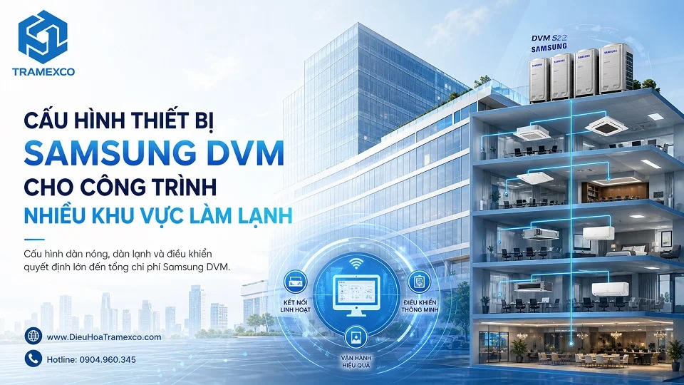 Cấu hình thiết bị Samsung DVM cho công trình nhiều khu vực làm lạnh