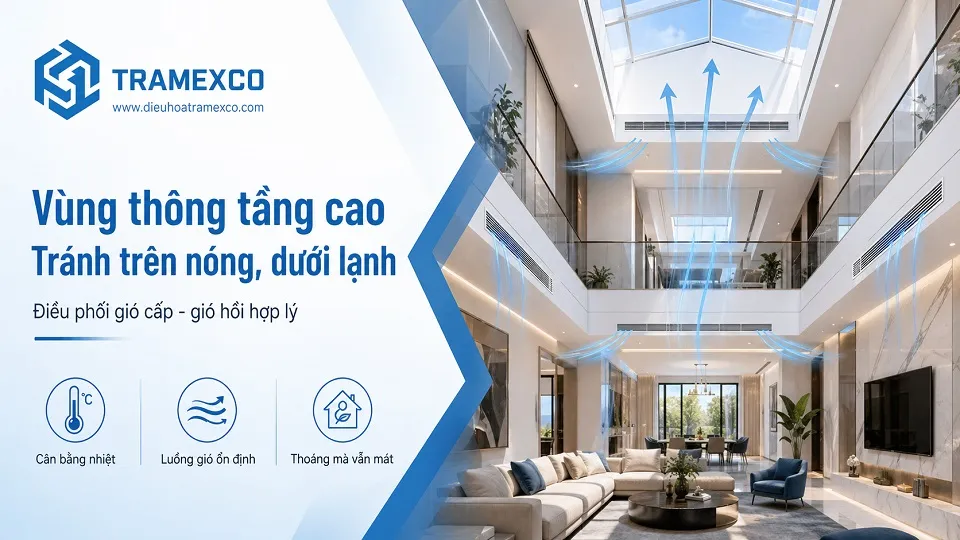 Bố trí miệng gió và gió hồi quanh giếng trời trong biệt thự
