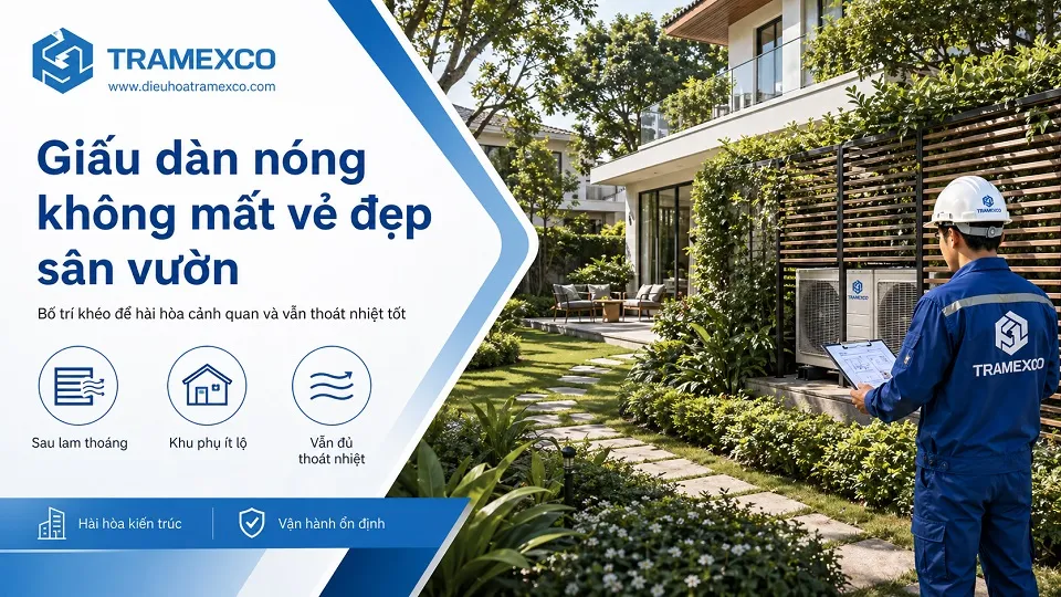 Giải pháp giấu dàn nóng trong biệt thự sân vườn mà vẫn đảm bảo thoát nhiệt