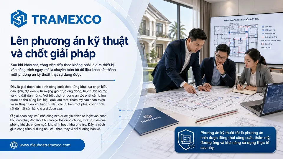 Lên phương án kỹ thuật điều hòa trung tâm cho biệt thự trước khi thi công