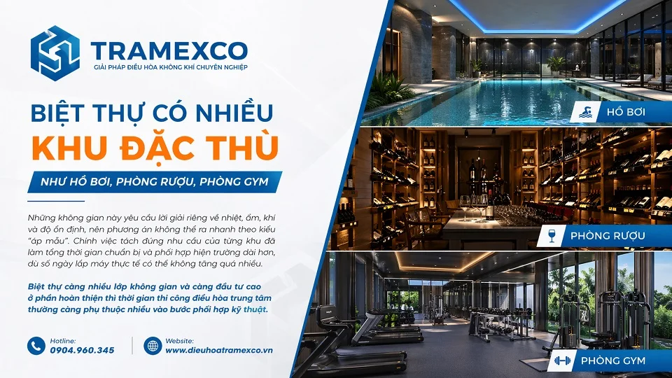 Những biệt thự thường mất nhiều thời gian thi công điều hòa trung tâm hơn