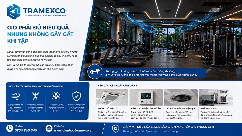 Phòng gym trong biệt thự cần khí tươi và kiểm soát tải nhiệt khi thi công điều hòa trung tâm