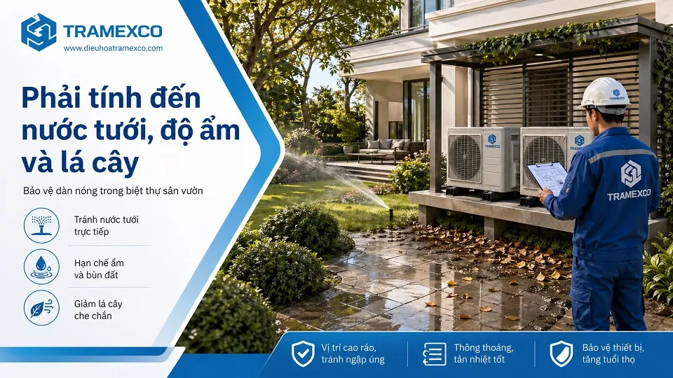 Tiêu chí chọn vị trí dàn nóng cho biệt thự sân vườn