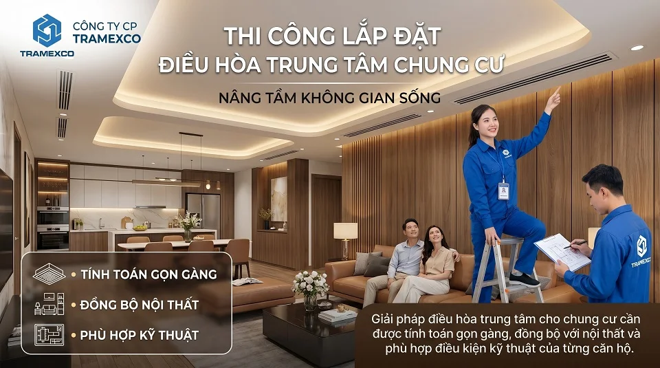 Thi công lắp đặt điều hòa trung tâm cho căn hộ chung cư cao cấp tại Hà Nội và TP Hồ Chí Minh