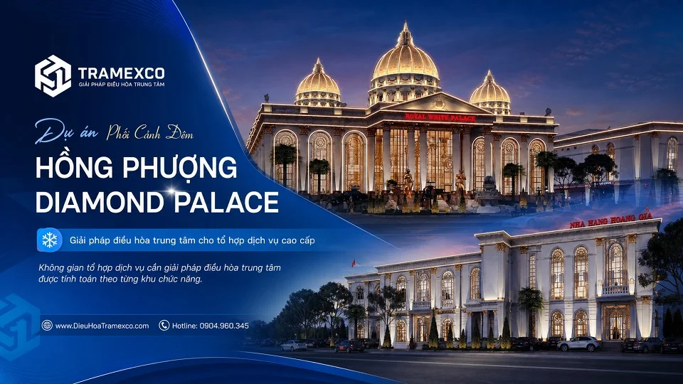 Phối cảnh ban đêm công trình Hồng Phượng Diamond Palace