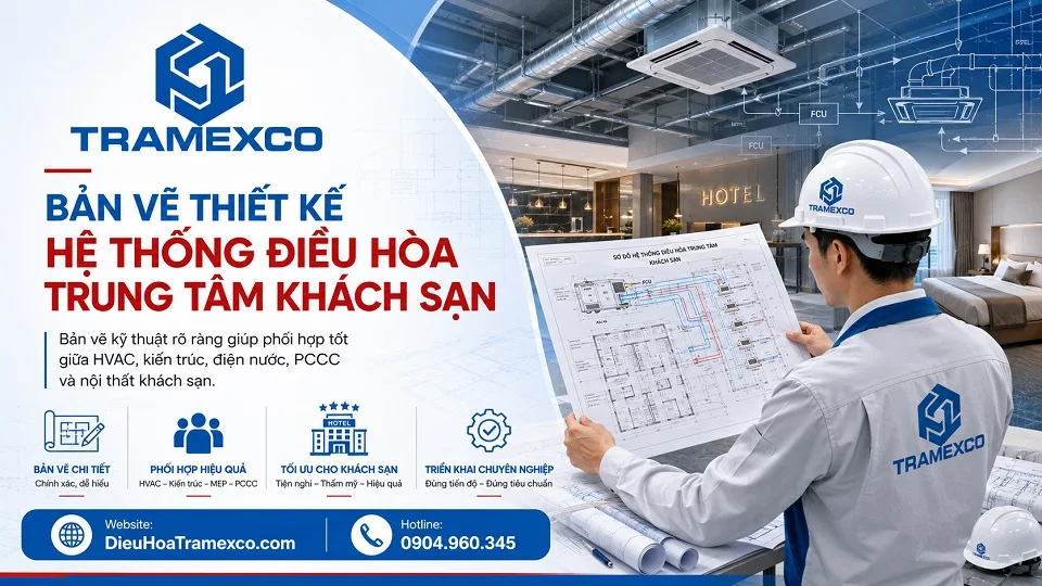 Bản vẽ thiết kế hệ thống điều hòa trung tâm khách sạn