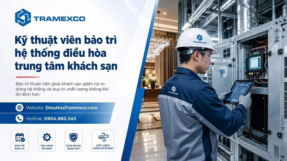 Kỹ thuật viên bảo trì hệ thống điều hòa trung tâm khách sạn