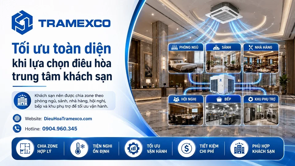 Giải pháp điều hòa trung tâm khách sạn theo từng khu vực sử dụng