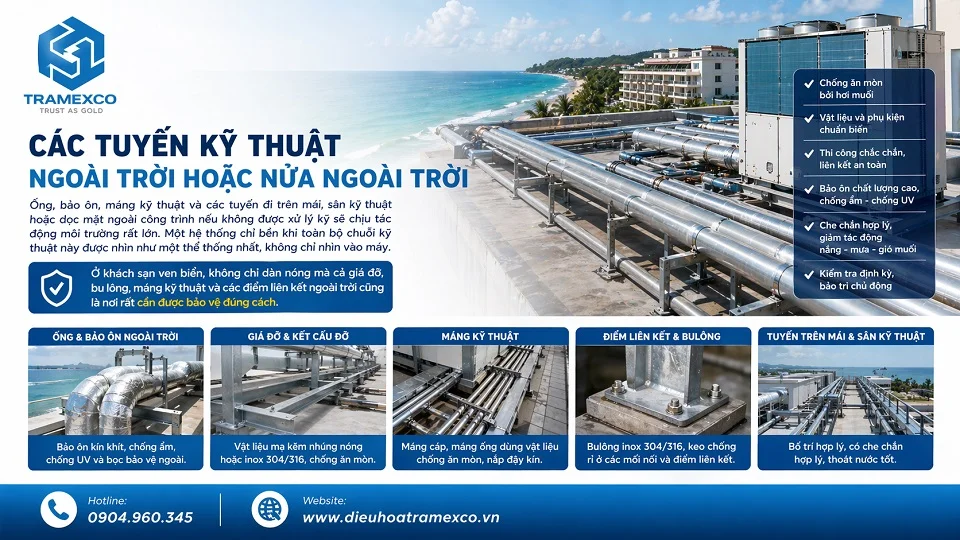 Những chi tiết dễ bị ăn mòn nhất ở điều hòa trung tâm khách sạn ven biển