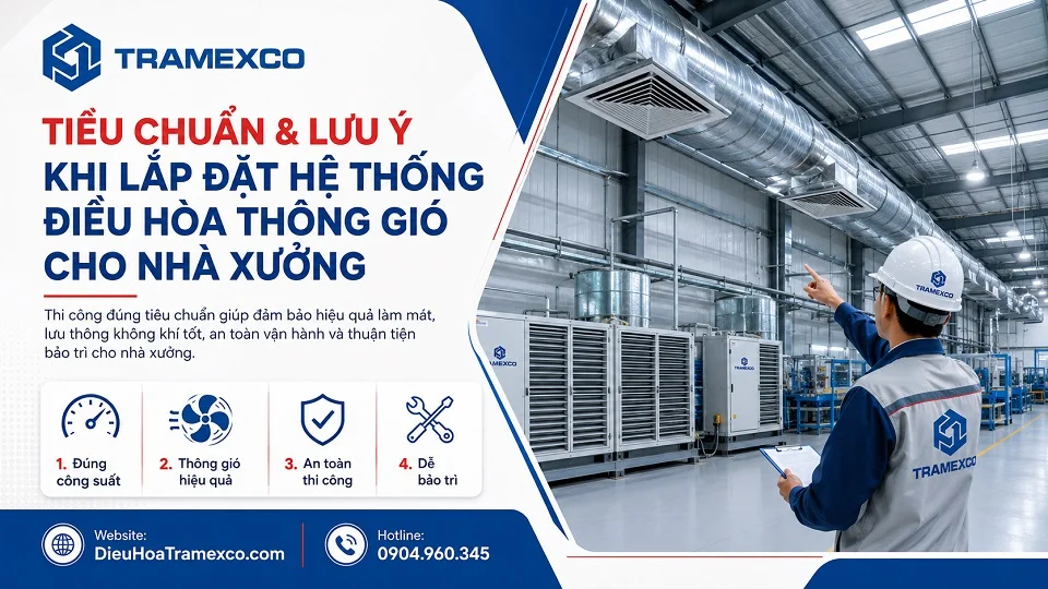 Tiêu chuẩn & lưu ý khi lắp đặt hệ thống điều hòa thông gió cho nhà xưởng