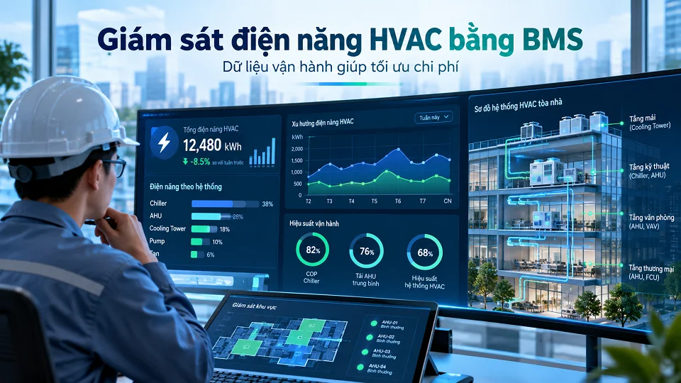 Giám sát điện năng hệ thống điều hòa trung tâm bằng BMS