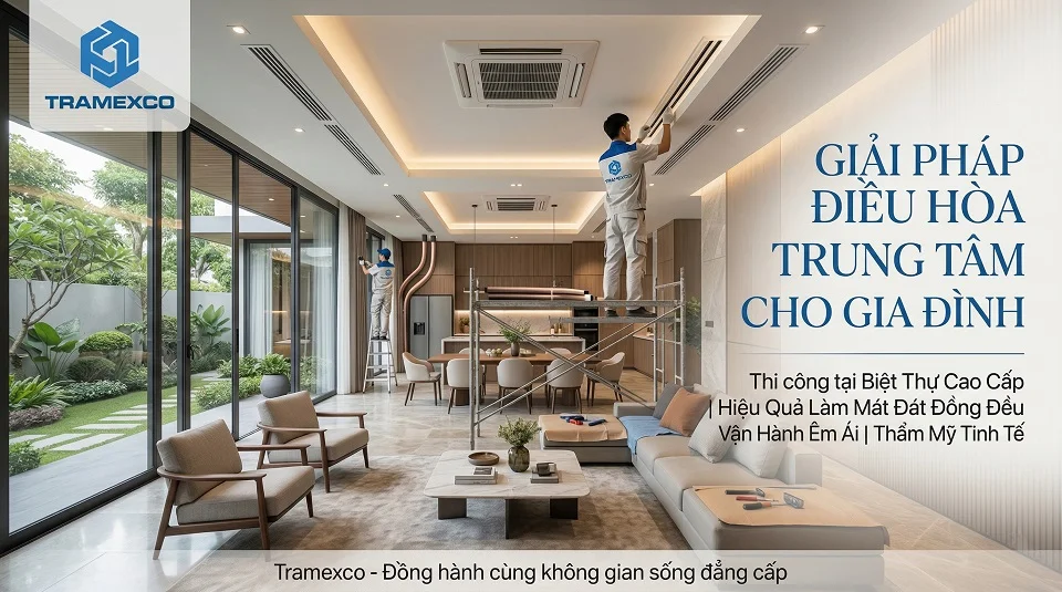 Thi công lắp đặt điều hòa trung tâm cho gia đình tại công trình nhà ở cao cấp