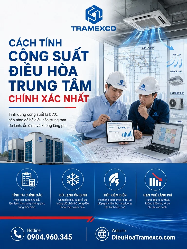 Kỹ sư tính công suất điều hòa trung tâm trên bản vẽ công trình
