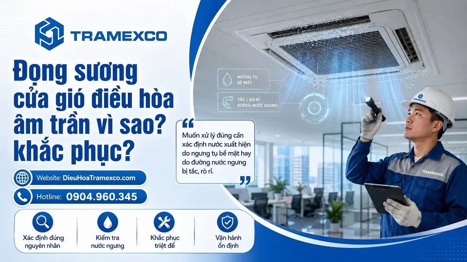 Kiểm tra miệng gió điều hòa âm trần bị đọng nước và ẩm mốc