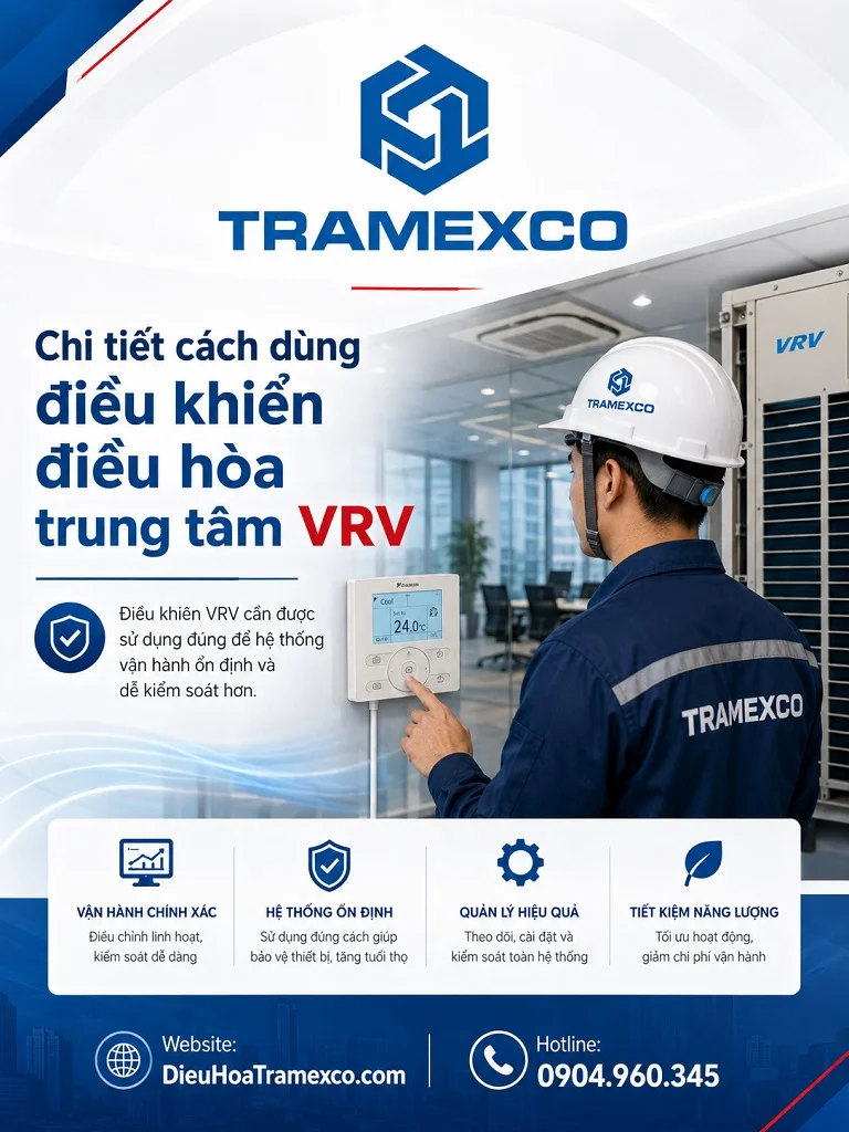 Người dùng thao tác trên điều khiển có dây của hệ điều hòa trung tâm VRV