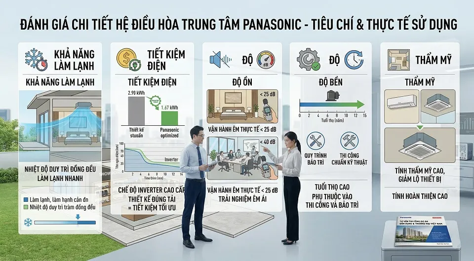 Đánh giá hệ điều hòa trung tâm Panasonic theo từng tiêu chí sử dụng thực tế