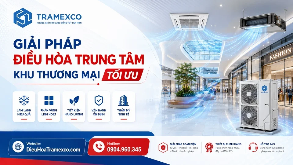 Hệ thống HVAC khu thương mại kết hợp Chiller VRV VRF AHU và FCU