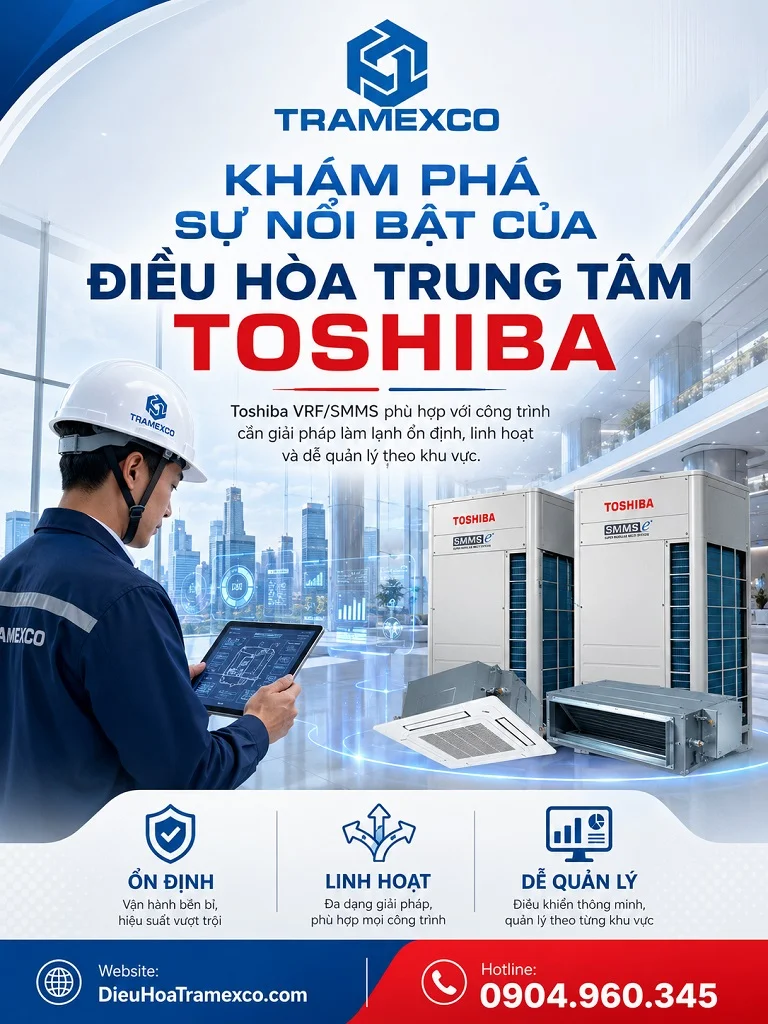 Hệ điều hòa trung tâm Toshiba cho công trình nhiều khu vực