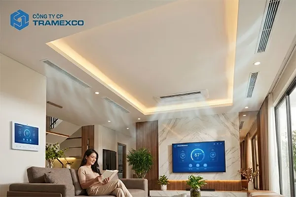 Không gian nhà ở sử dụng hệ thống làm mát âm trần