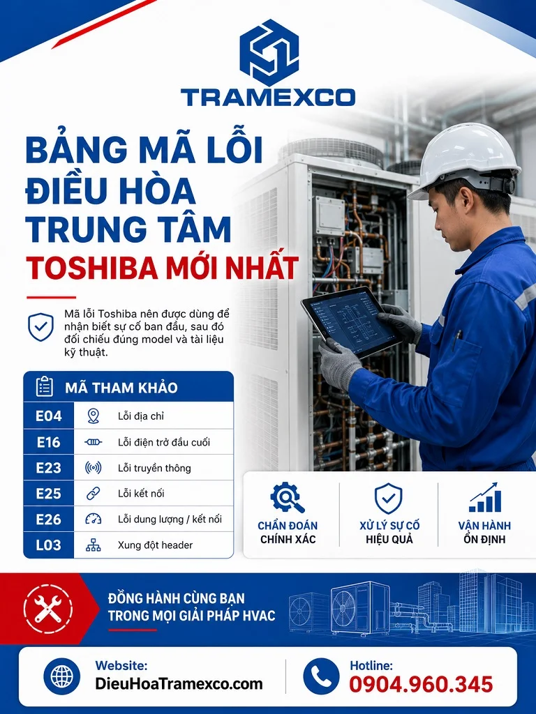 Kỹ thuật viên kiểm tra mã lỗi điều hòa trung tâm Toshiba VRF SMMS