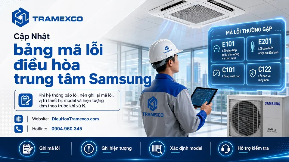Bảng điều khiển hiển thị mã lỗi Samsung DVM VRF