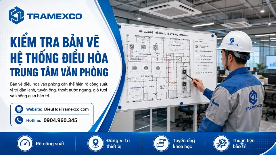 Kiểm tra bản vẽ thiết kế hệ thống điều hòa trung tâm văn phòng