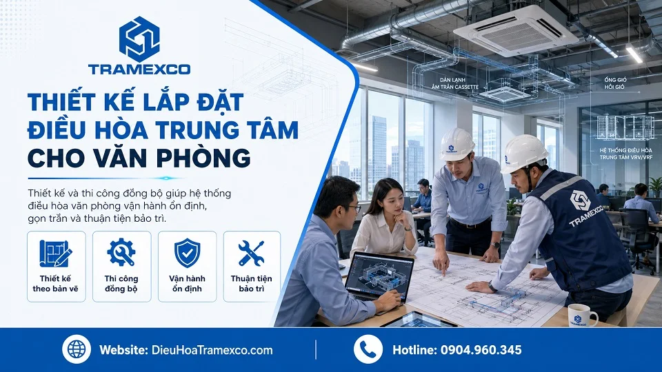 Thiết kế lắp đặt điều hòa trung tâm cho văn phòng theo bản vẽ kỹ thuật