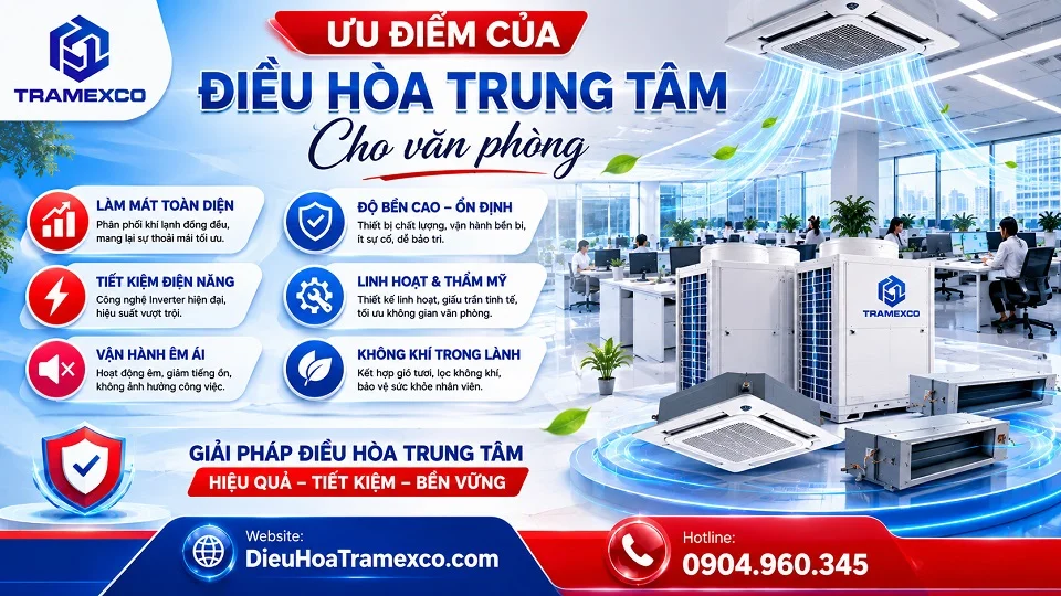 Giải pháp điều hòa trung tâm cho văn phòng có nhiều ưu điểm